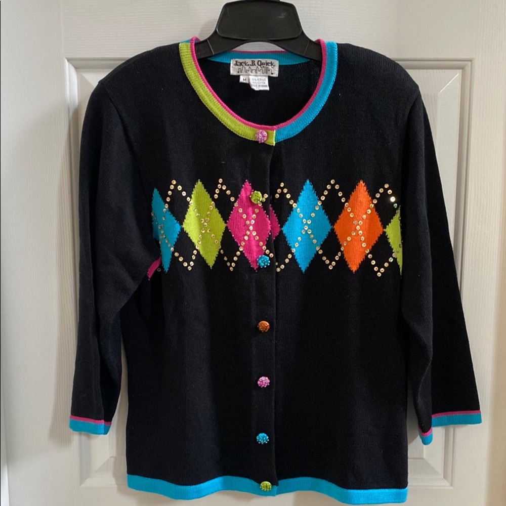 Jack B. Quick Colorful Argyle Cardigan